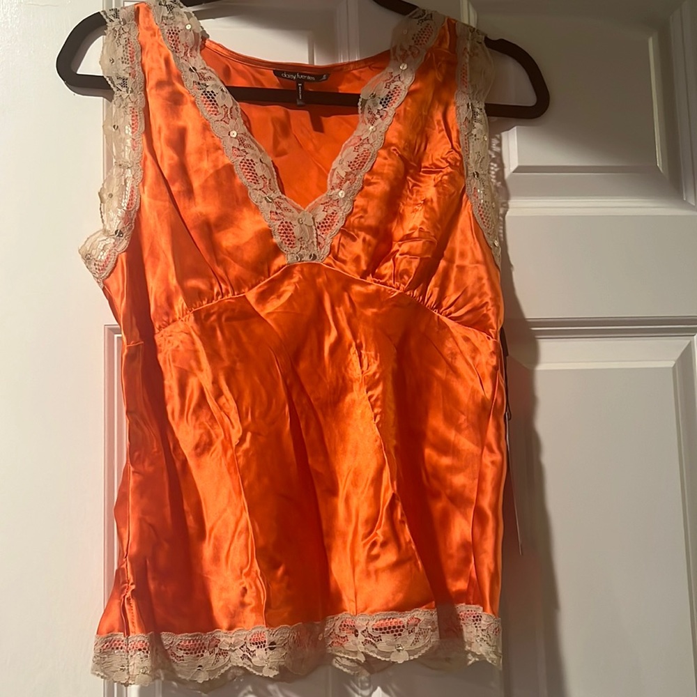 Daisy Fuentes - Orange Silk Tank - NWT
